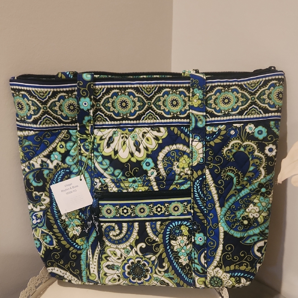 Vera Bradley Navy and Teal Paisley Tote